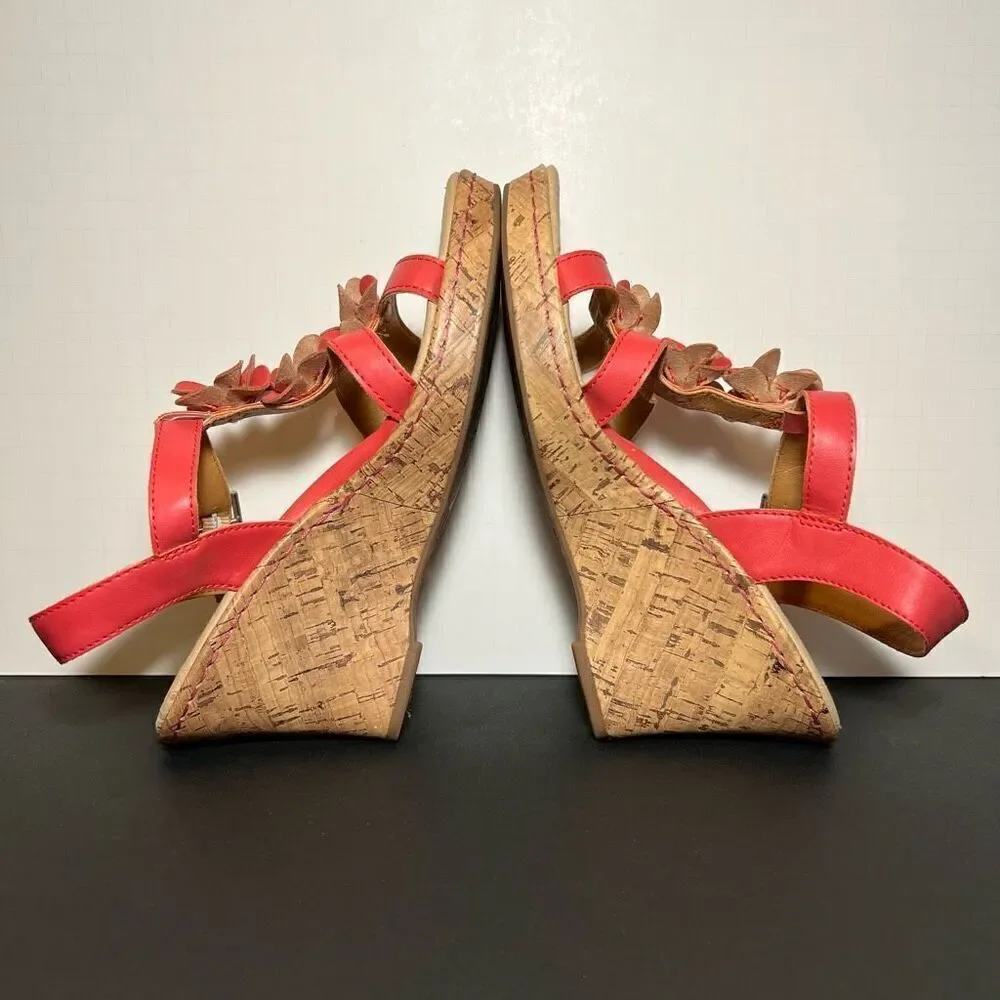 Womens B.O.C. Born Concept Evita Coral Pink Wedge Sandals / Size 10 Medium